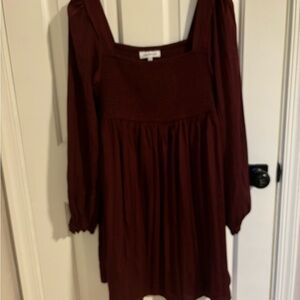 Motherhood Rich Burgundy Smocked Dress